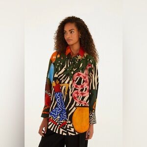 FARM Rio Multicolor Abstract Button Down Shirt
